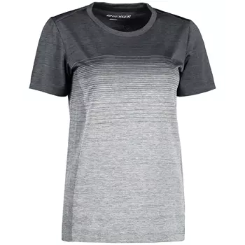 GEYSER seamless stribet dame T-shirt, Anthracite melange