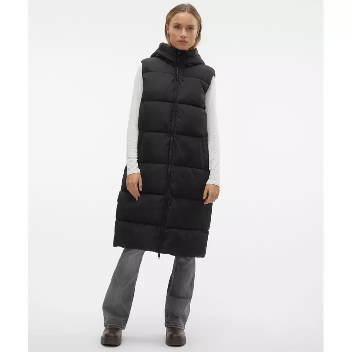 Vero Moda VMLIGAANE lang vatteret vest, Black, large image number 1