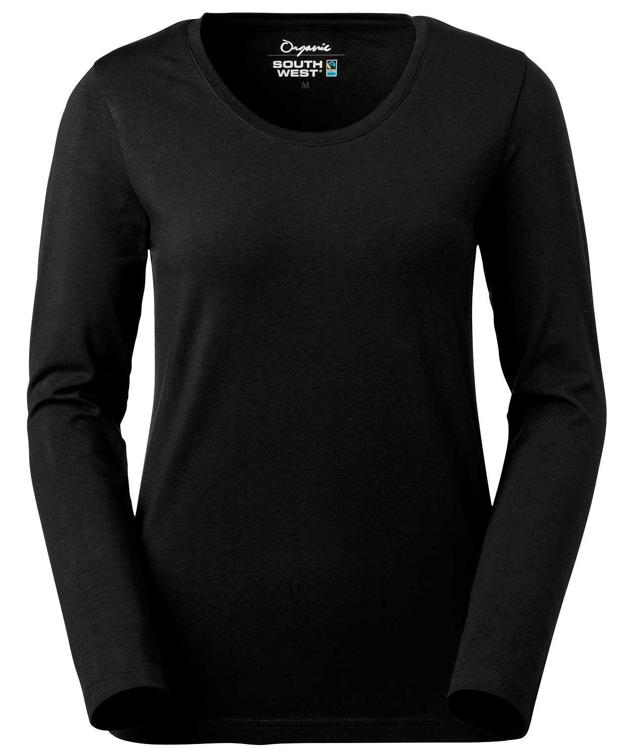 South West Lily organic long-sleeved women's T-shirt, Black, Black, swatch