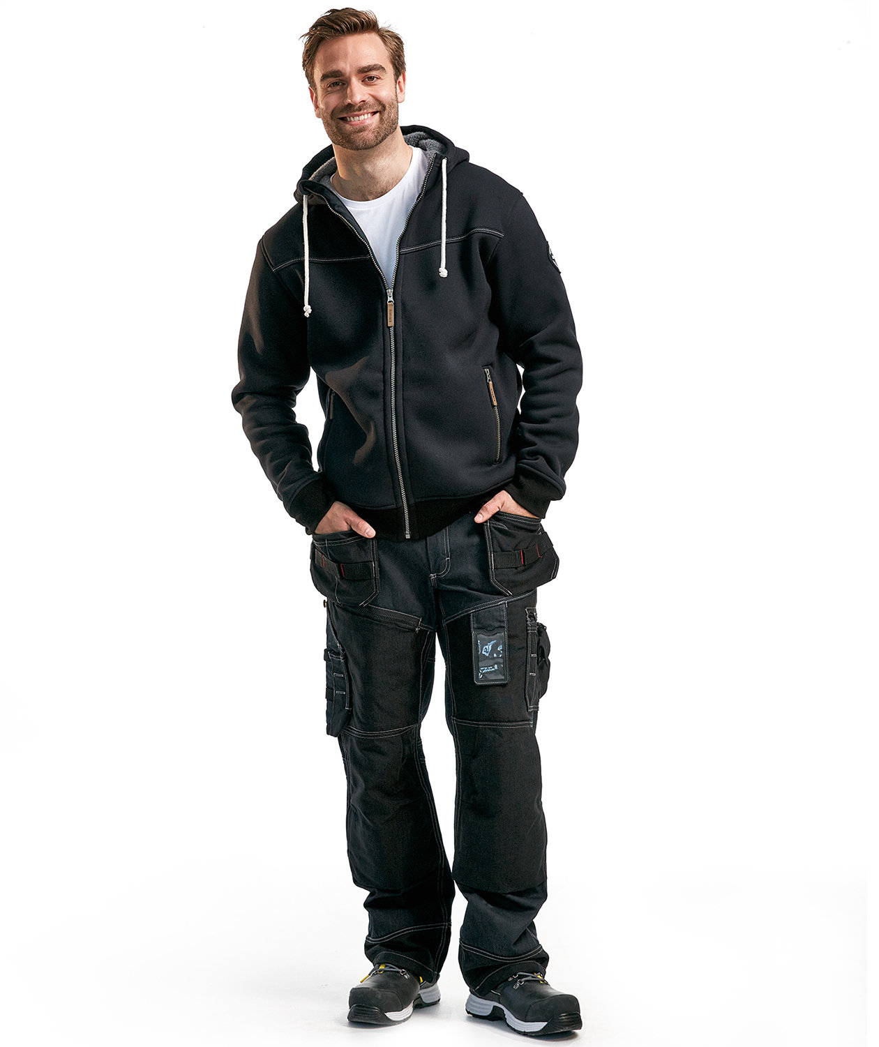 Bl&aring;kl&auml;der hoodie med pil&eacute;foder, Svart