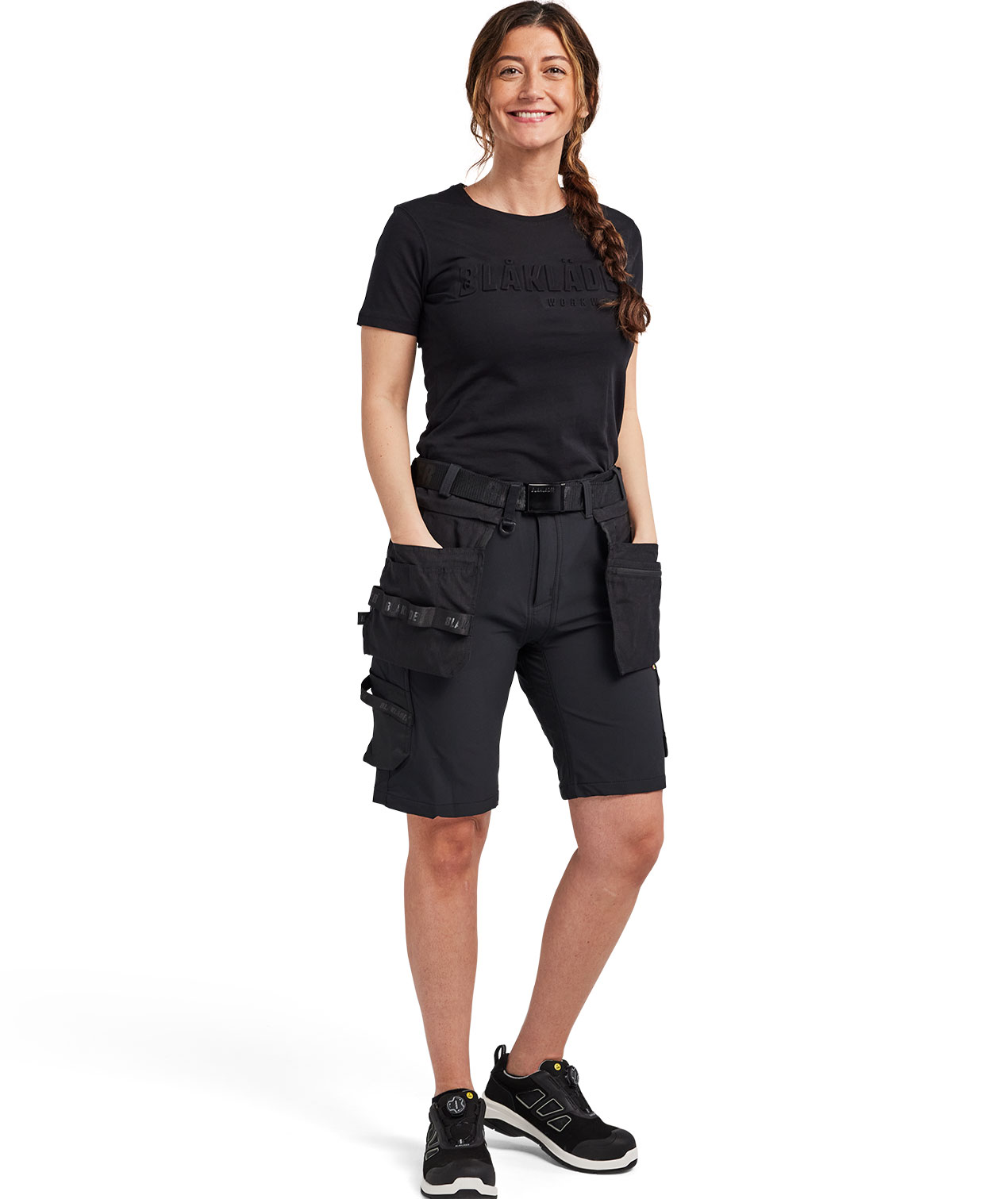 Bl&aring;kl&auml;der hantverksshorts full stretch dam, Svart