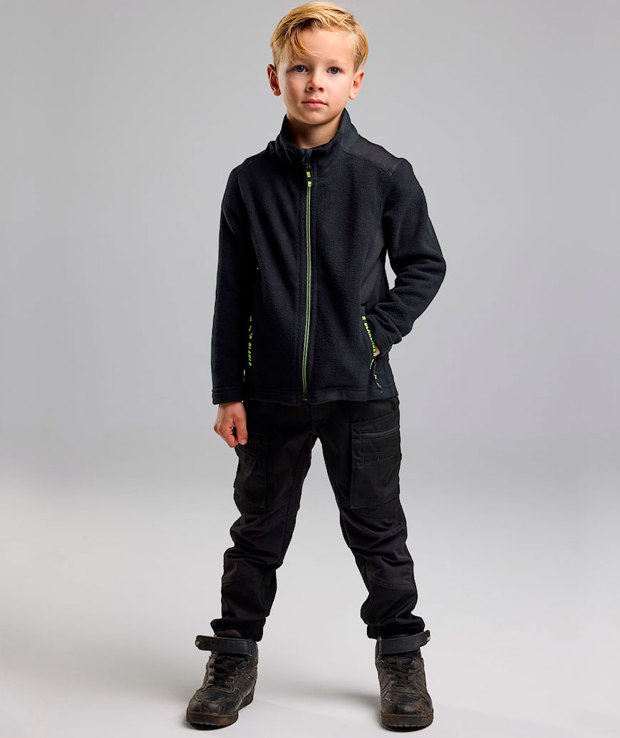 Bl&aring;kl&auml;der fleecetr&ouml;ja till barn, Svart/Varselgul