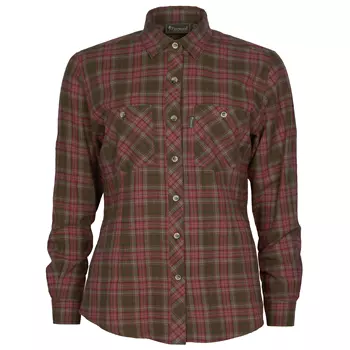 Pinewood Felicia women's flannel shirt, Dark Mossgreen/Rusty Pink