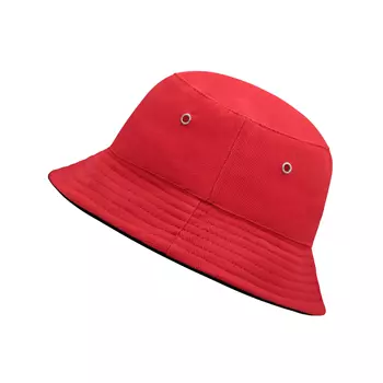 Myrtle Beach bøttehatt / Fisherman's hatt til barn, Rød/Svart