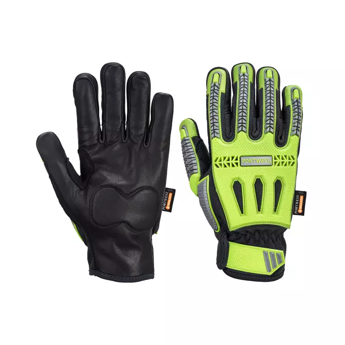 Portwest R3 impact-reducing winter gloves, Yellow/Black, large image number 2