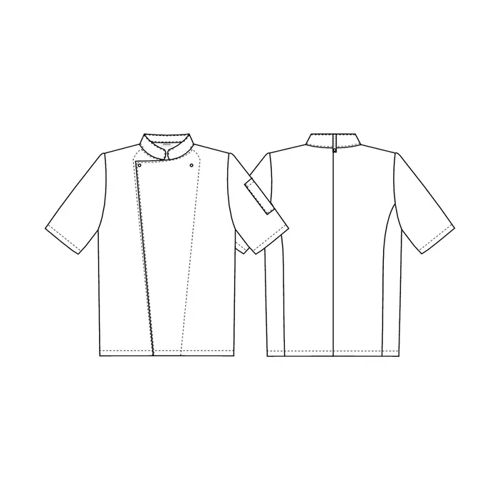 Kentaur short-sleeved chefs jacket in satin striped quality, Black, large image number 2
