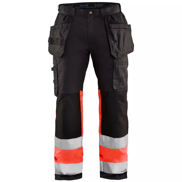 Blåkläder craftsman trousers, Black/Hi-Vis Red, large image number 0