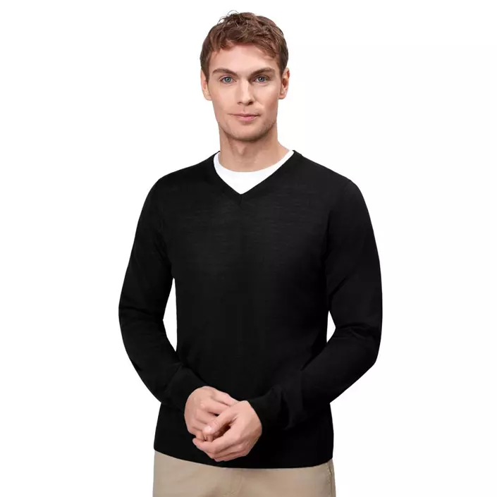 ID stickad tröja med merinoull, Svart, large image number 1