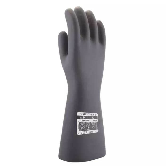 Portwest Neoprene Chemical Protective Gloves, Black, large image number 0