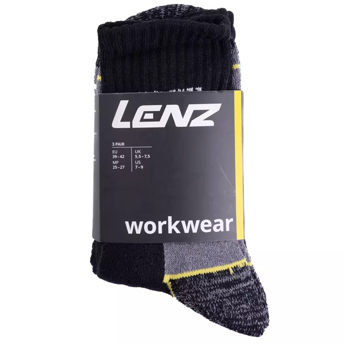 Lenz Allround Workwear 3-pack socks, Black/Grey, large image number 0