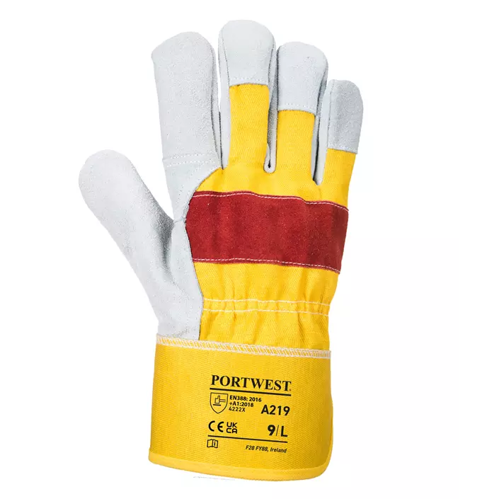 Portwest A219 Chrom Rigger work gloves, Red/Yellow, Red/Yellow, large image number 1