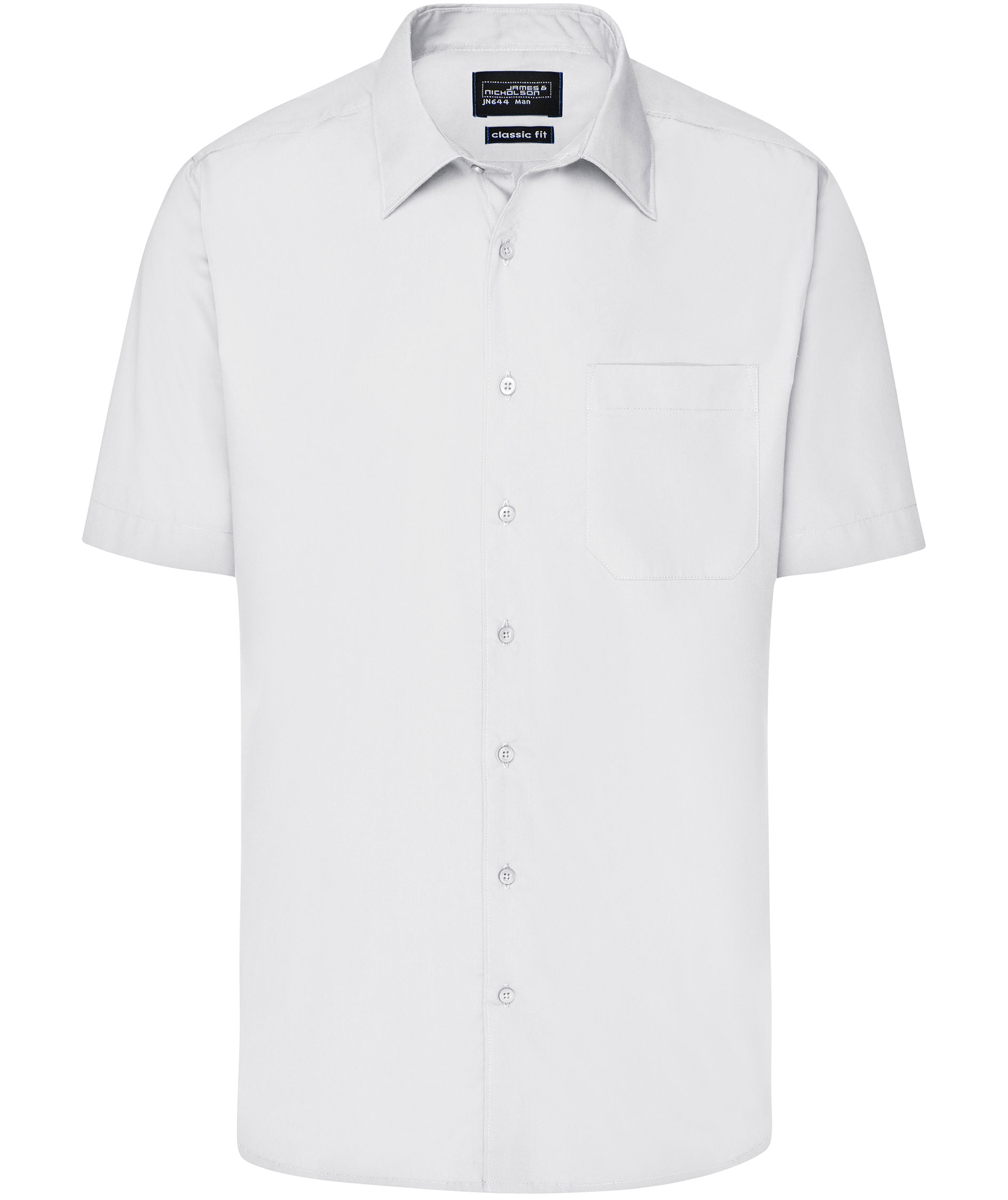 James & Nicholson classic fit short-sleeved shirt, White
