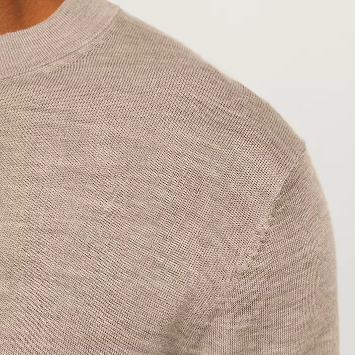 Jack & Jones Premium JPRCCMERINO stickad tröja med merinoull, Greige Melange, large image number 4