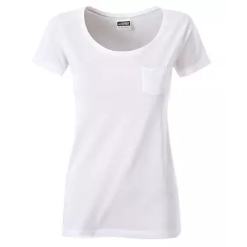James & Nicholson Damen T-Shirt mit Brusttasche, Weiß