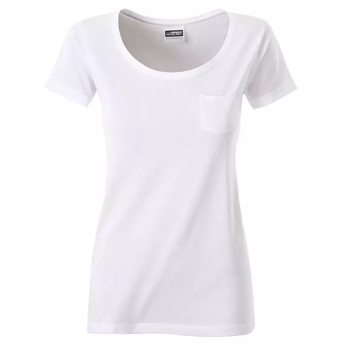 James & Nicholson dame T-shirt med brystlomme, Hvid, large image number 0