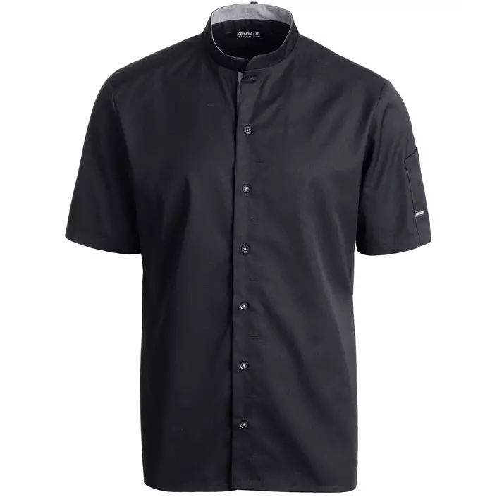 Kentaur modern fit kortermet kokkeskjorte/serveringsskjorte, Svart, large image number 0