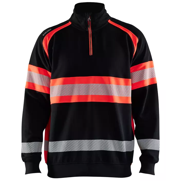 Blåkläder half Zip Sweatshirt, Schwarz/Hi-Vis Rot, large image number 0
