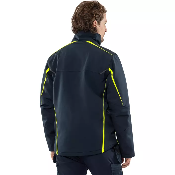 Fristads softshell vinterjacka 4931 GSW full stretch, Mörk Marinblå/Hi-Vis Gul, large image number 3