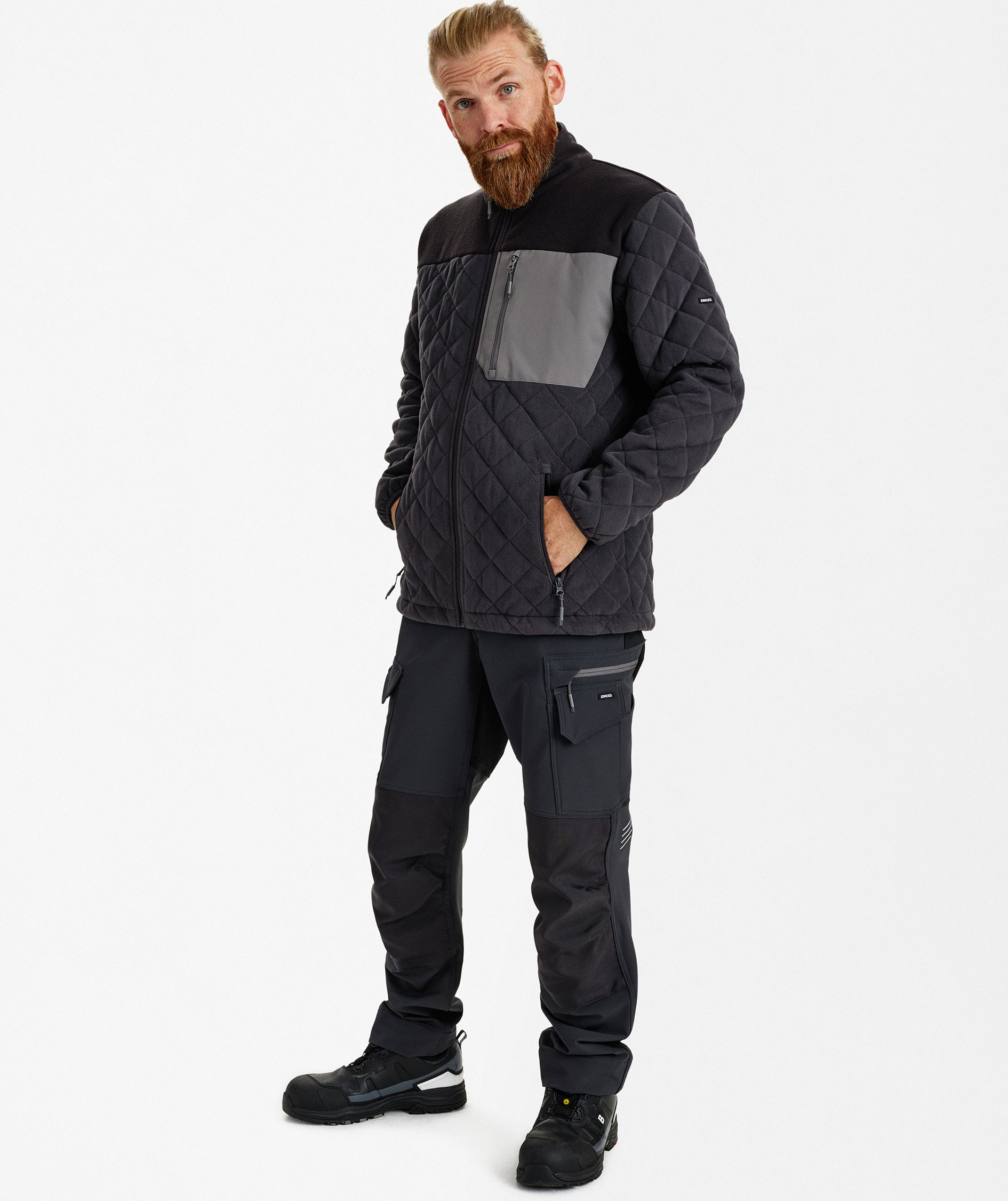 Engel Entire vadderad fleecejacka, Anthracite Grey/Black, large image number 2