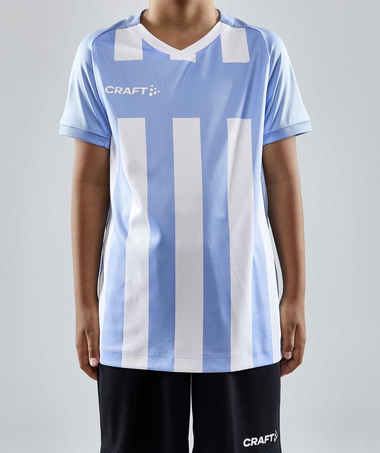 Craft Progress 2.0 Stripe Jersey T-shirt til b&oslash;rn, Hvid/Lysebl&aring;, large image number 1