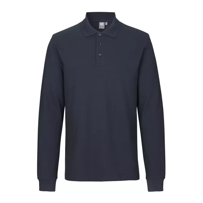 ID langærmet Polo T-shirt med stretch, Navy, large image number 0