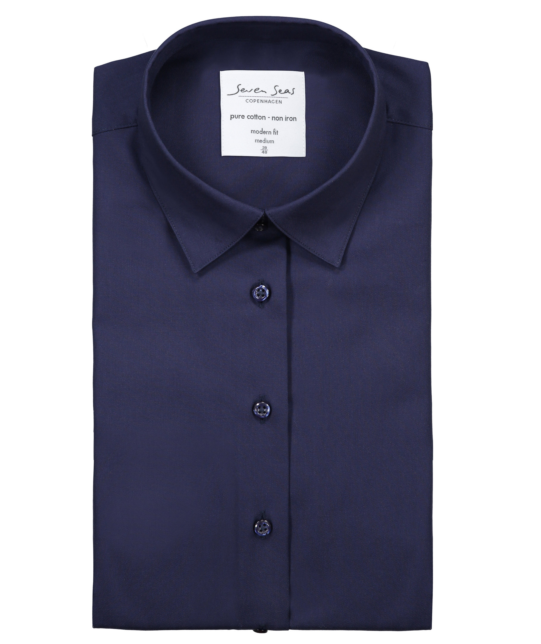 Seven Seas Fine Twill Modern fit skjorta dam, Navy, large image number 5