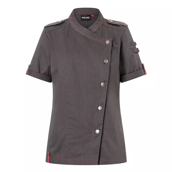 Karlowsky Denim-Style ROCK CHEF® short-sleeved women's chefs jacket, Grey denim, large image number 0