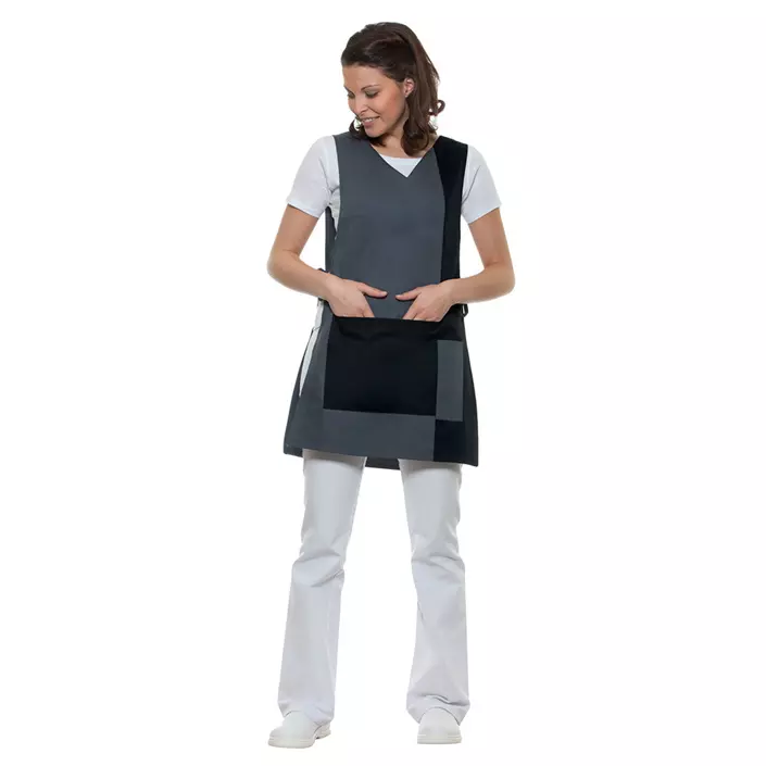 Karlowsky Marilies sandwich apron with pockets, Grey/Black, large image number 1