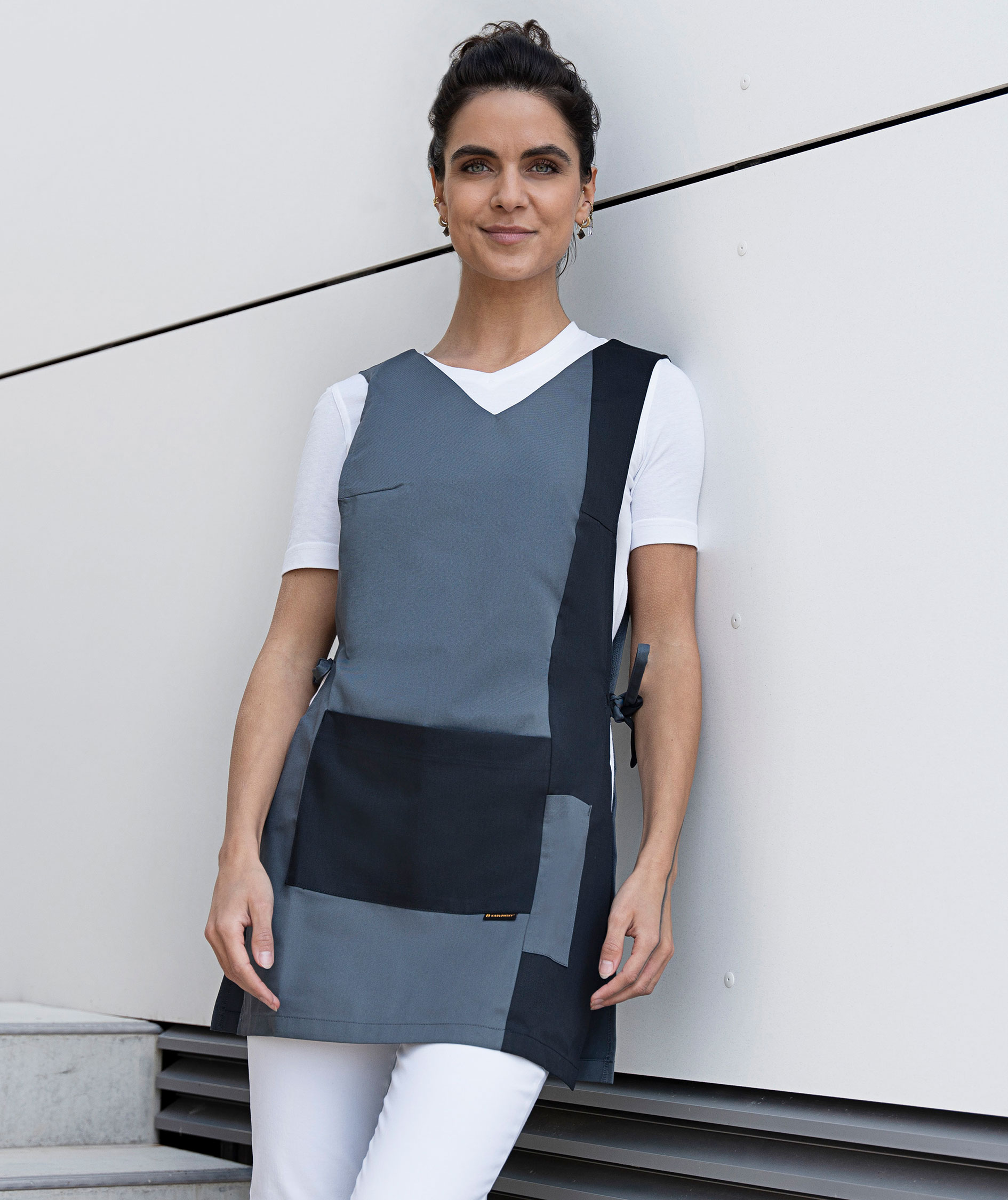 Karlowsky Marilies sandwich apron with pockets, Grey/Black, large image number 1