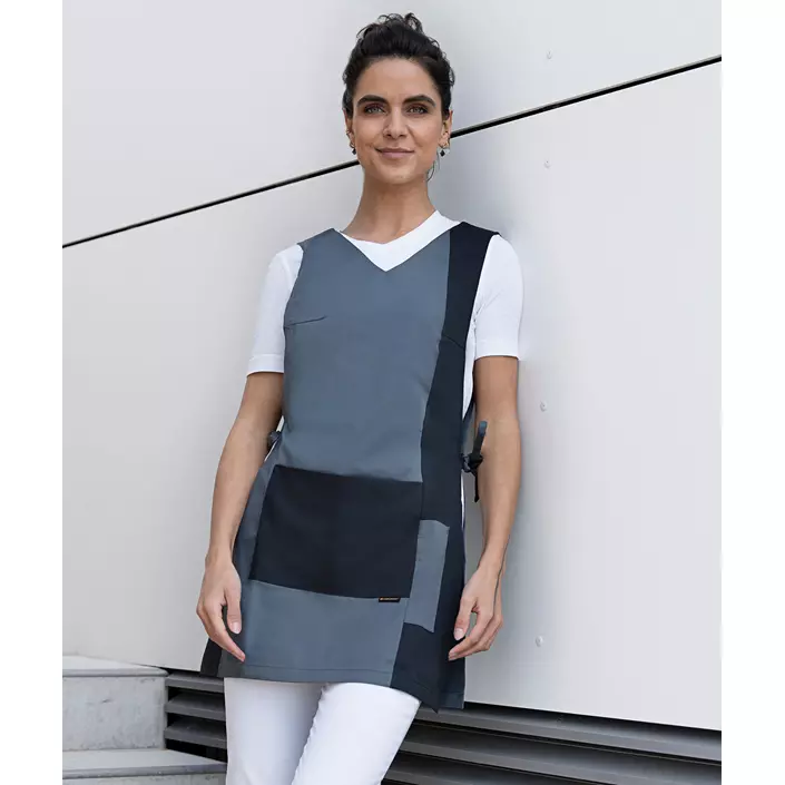 Karlowsky Marilies dubbelförkläde med fickor, Grå/Svart, large image number 1