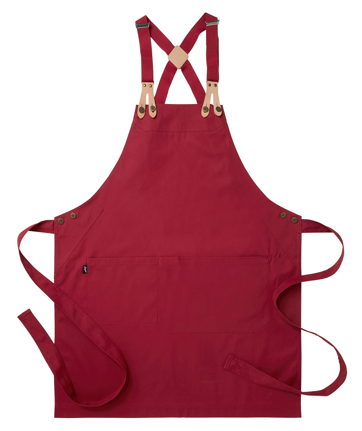 Segers 4078 bib apron with pocket, Red