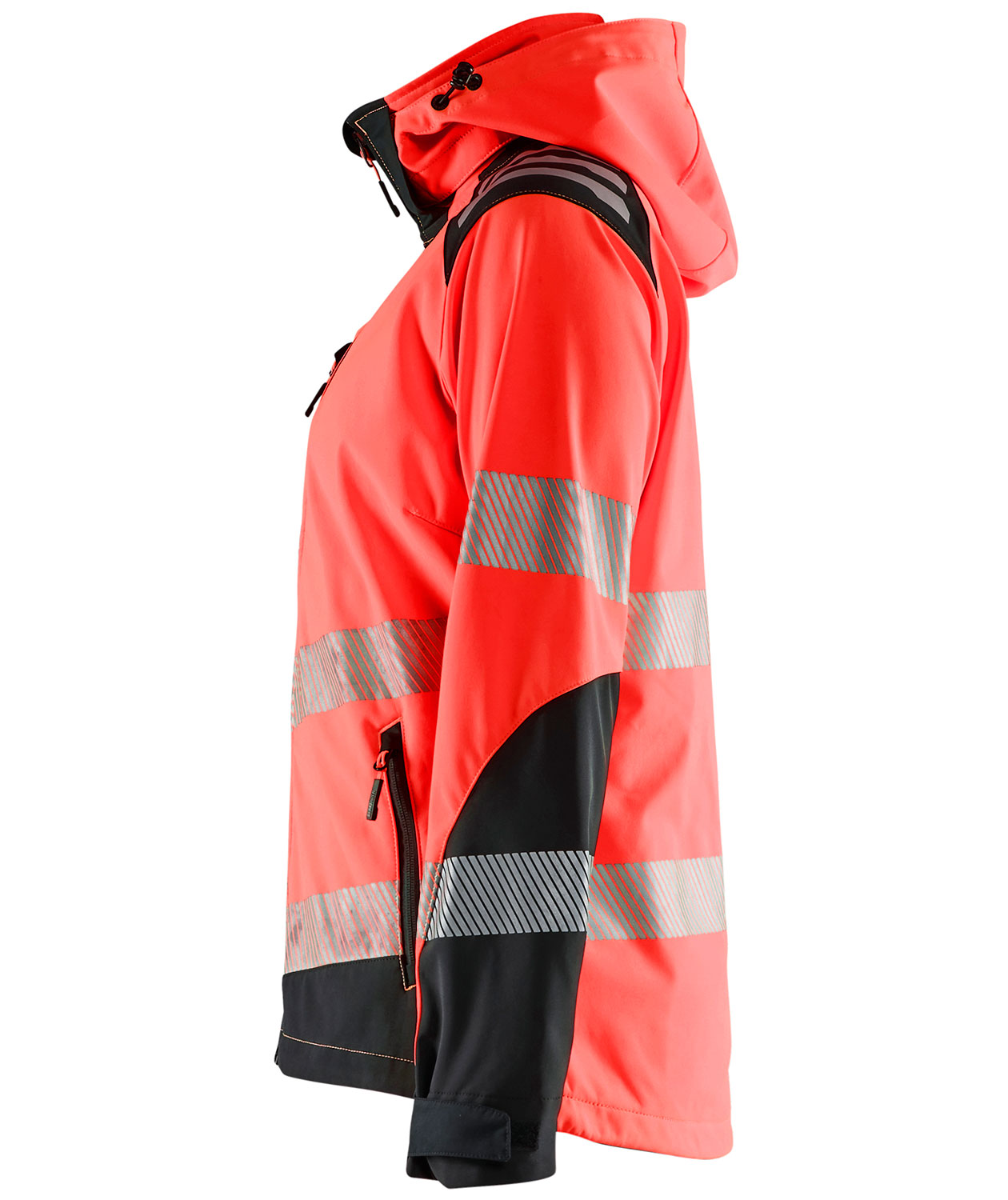 Bl&aring;kl&auml;der dame softshelljakke full stretch, Hi-Vis r&oslash;d/sort, large image number 3