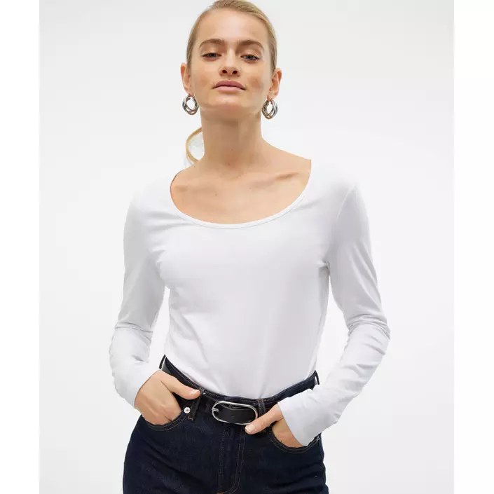 Vero Moda VMMAXI MY SOFT langermet dame T-skjorte, Bright White, large image number 6