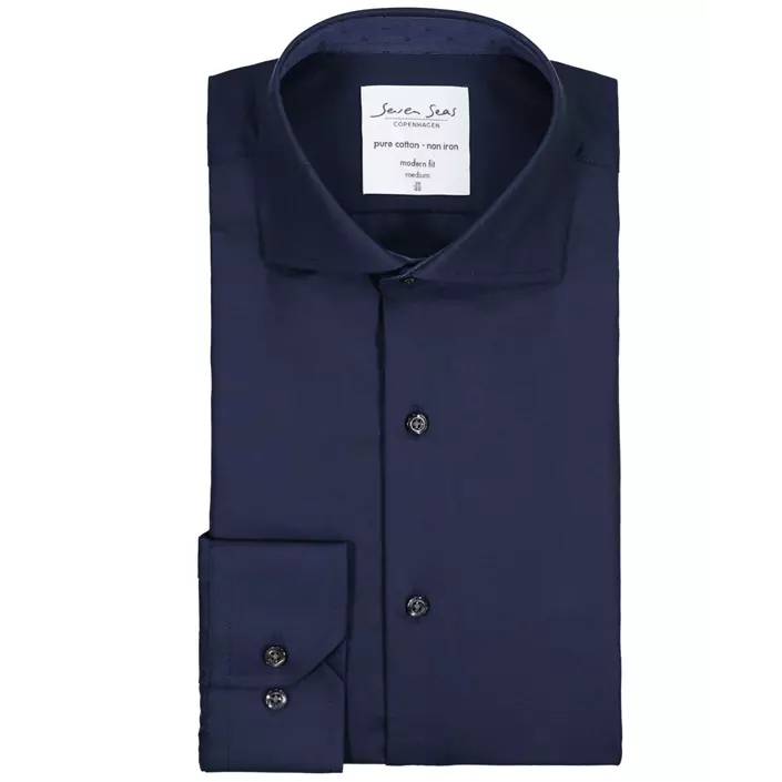 Seven Seas modern fit Fine Twill shirt, Navy, large image number 4