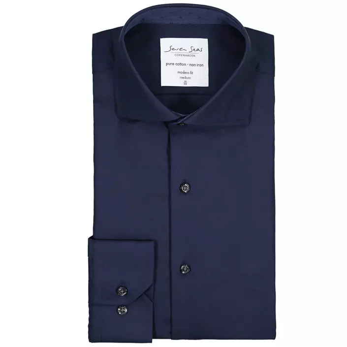 Seven Seas modern fit Fine Twill shirt, Navy, large image number 4