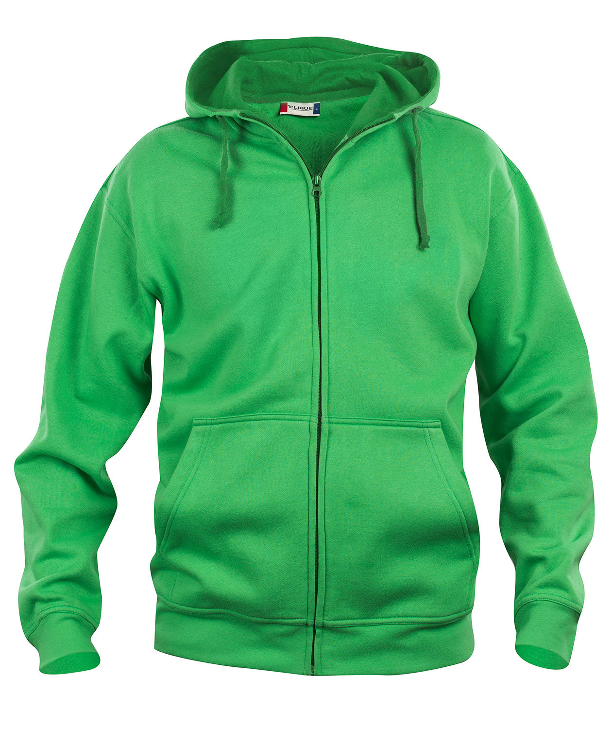 Clique Basic Hoody hoodie with full zipper, Apple Green, Apple Green, swatch