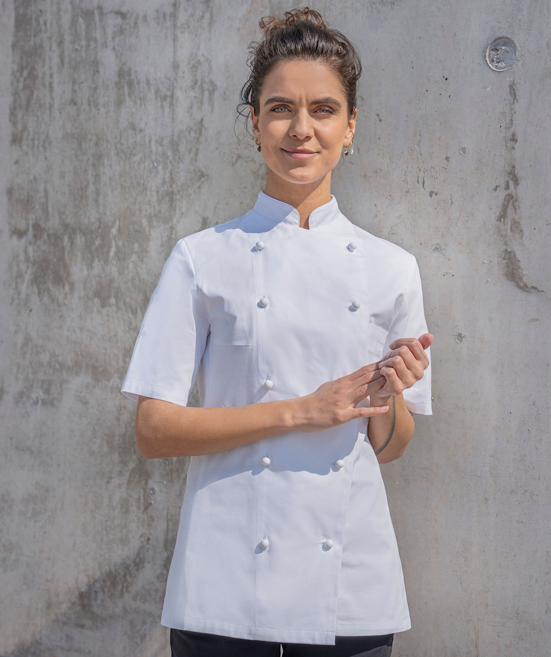 Karlowsky Pauline women's short-sleeved chefs jacket without buttons, White, large image number 1