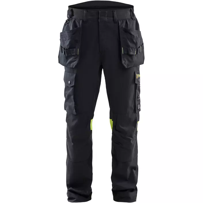 Blåkläder FR håndværkerbukser, Sort/Hi-Vis Gul, large image number 0