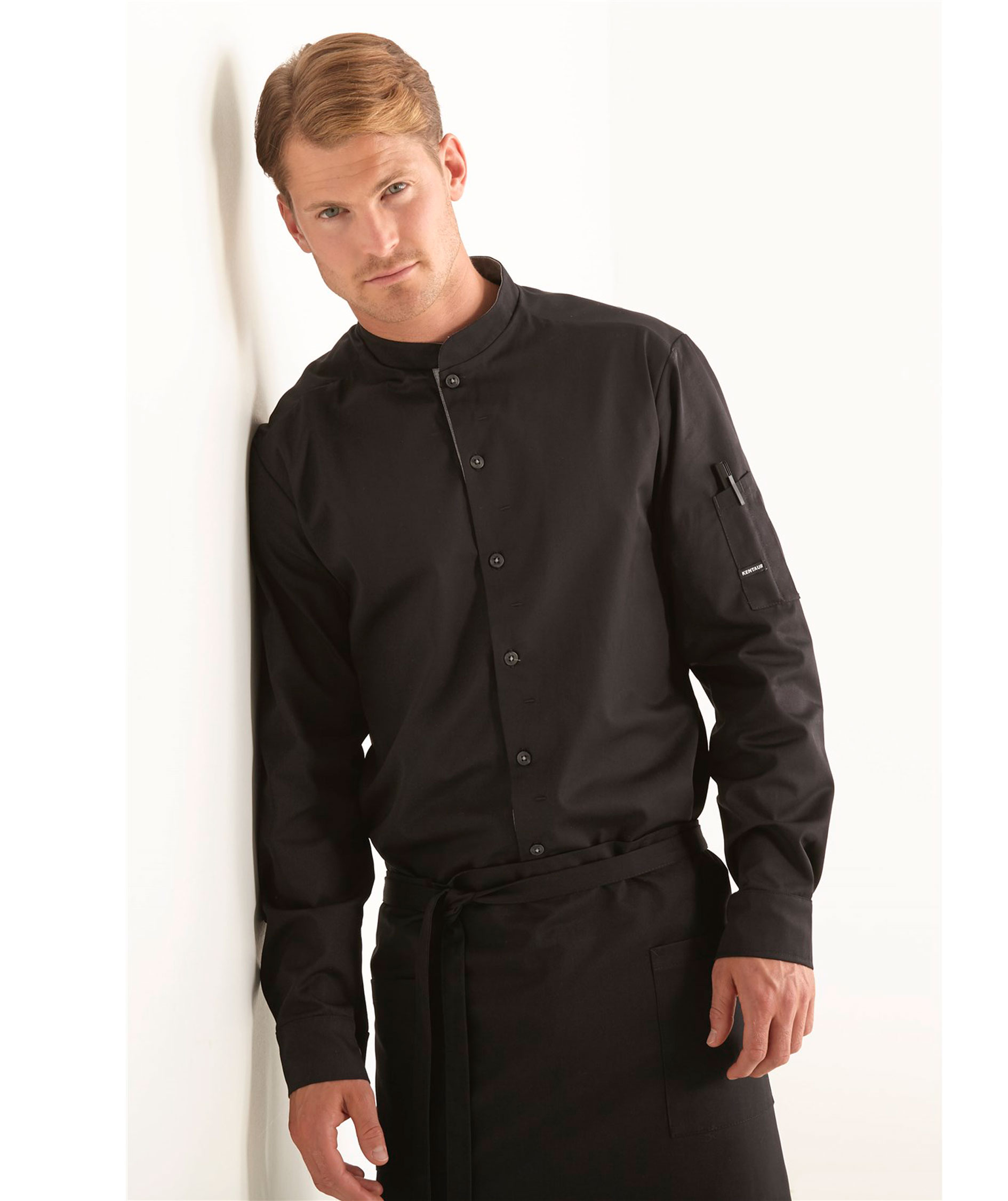 Kentaur modern fit chefs shirt/server shirt, Black