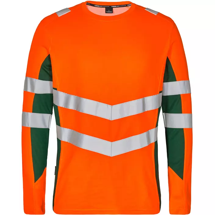 Engel Safety langermet T-skjorte, Hi-vis Oransje/Grønn, large image number 0