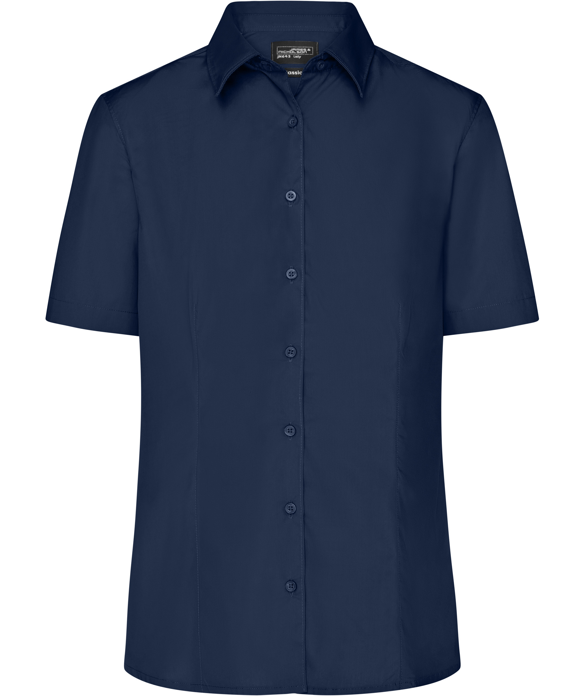 James & Nicholson women's short-sleeved Modern fit shirt, Navy