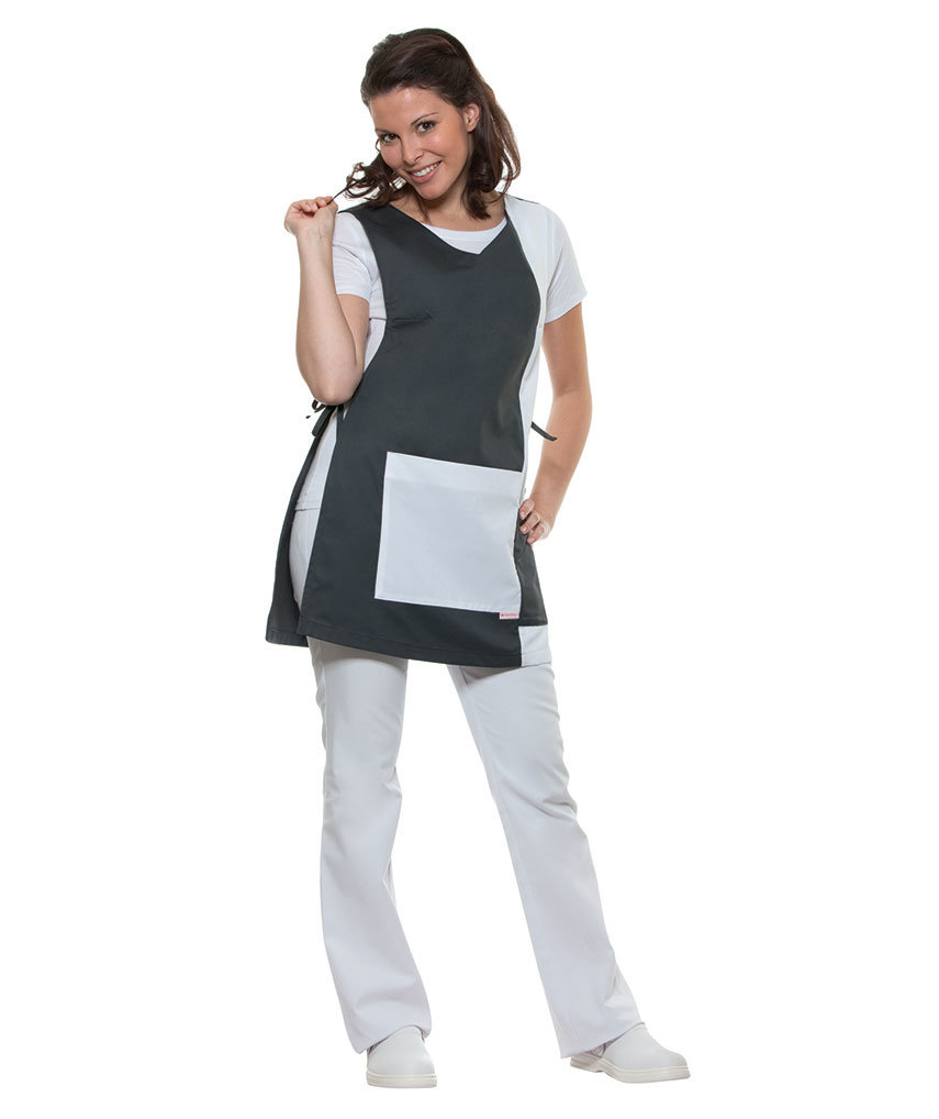 Karlowsky Marilies sandwich apron with pockets, Grey/White