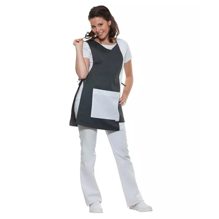 Karlowsky Marilies sandwich apron with pockets, Grey/White, large image number 1