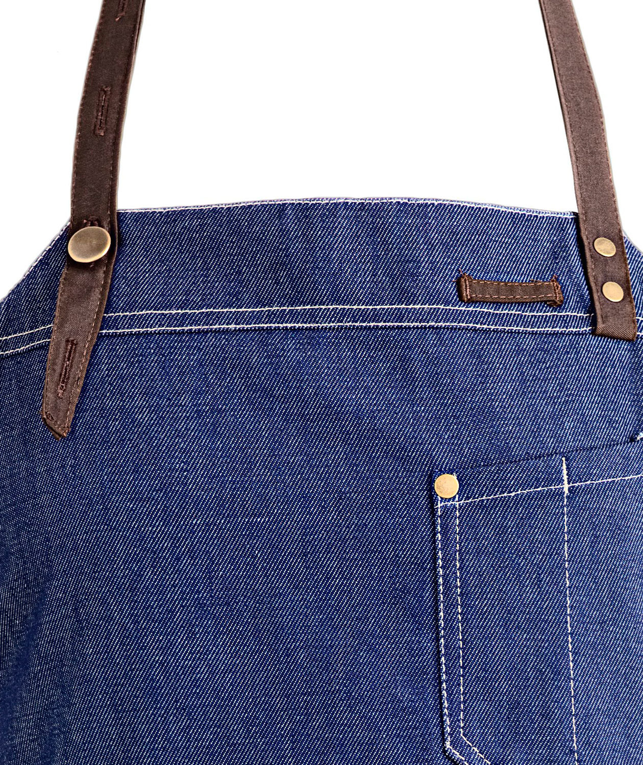 Kentaur Raw bib apron with pockets, Denim blue