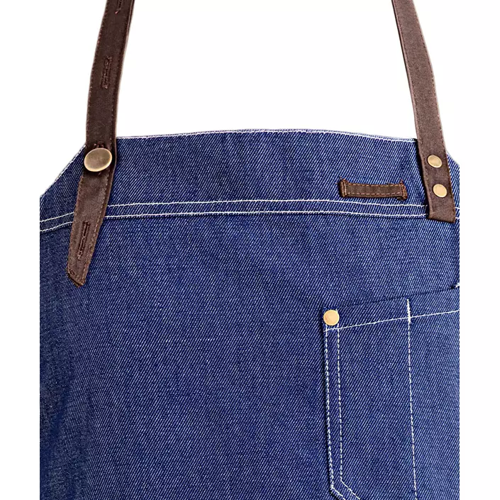 Kentaur Raw bib apron with pockets, Denim blue, Denim blue, large image number 1