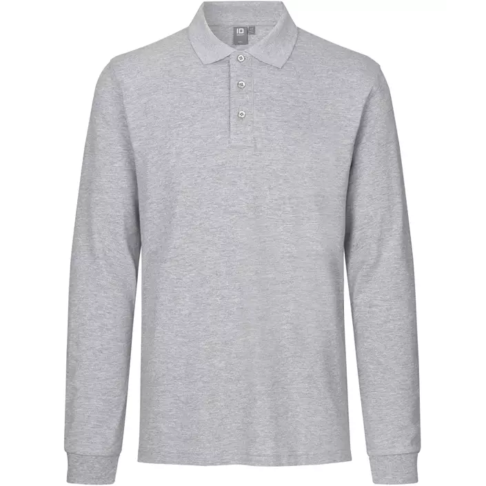 ID long-sleeved polo shirt with stretch, Grey melange, large image number 0