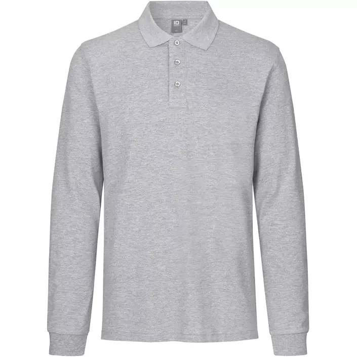 ID langærmet Polo T-shirt med stretch, Grå melange, large image number 0