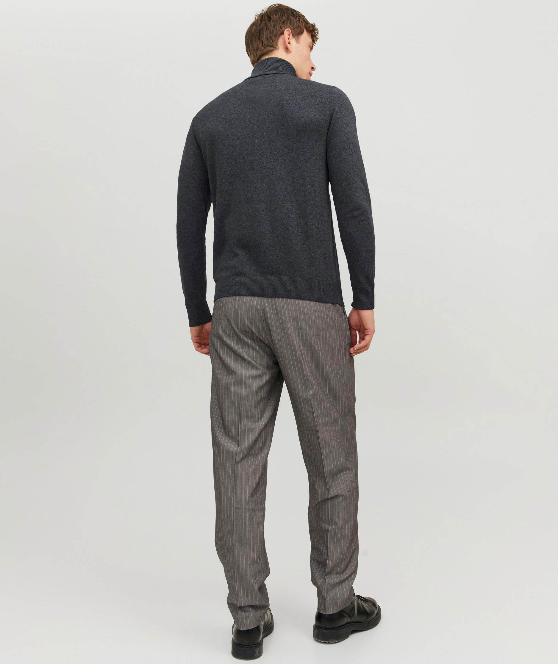 Jack & Jones JJEEMIL rullekrave striktr&oslash;je, Dark Grey Melange, large image number 3