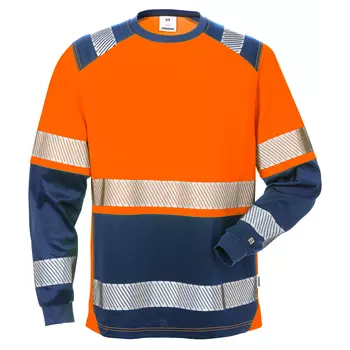 Fristads langærmet T-shirt 7457, Hi-vis Orange/Marine