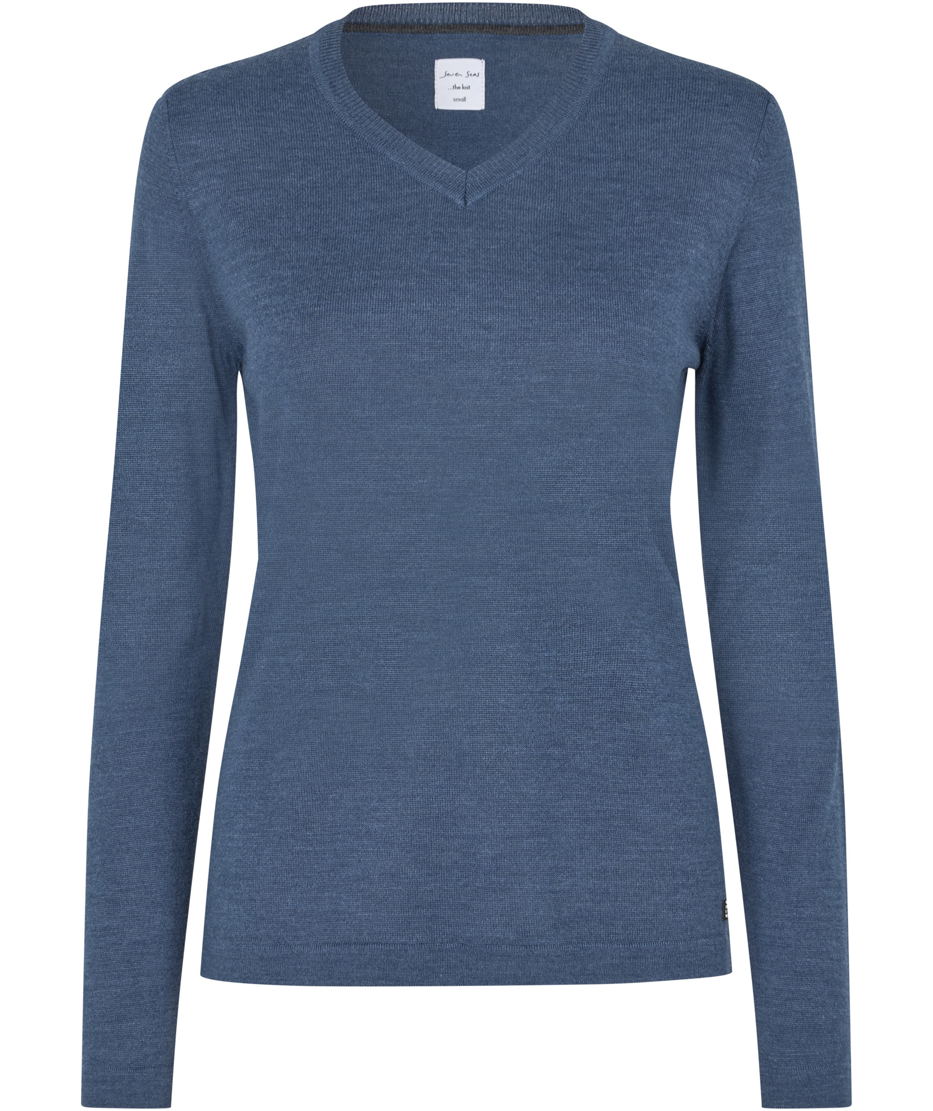 Seven Seas women's knitted pullover with wool, Blue Melange, Blue Melange, swatch